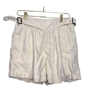Banana Republic Explorer Shorts Cream Linen Blend Side Buckle Women 10